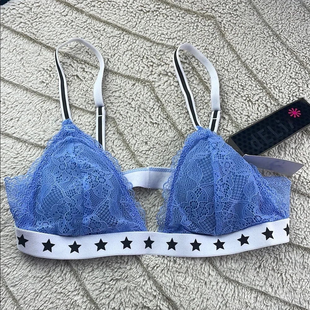 Delia's Blue Lace Bralette with Star Band